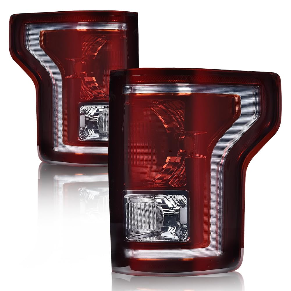 G-PLUS TAIL LIGHTS Set Compatible with Ford F150 2015 2016 2017,Left & Right Rear Lamps Brakelights w/bulb Smoke lens Luces Traseras, Faros Traseros Rear Brake Lamps Assembly