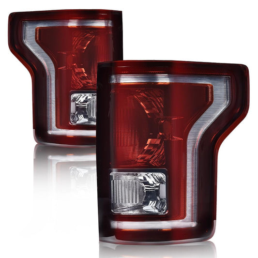 G-PLUS Tail Lights Set Compatible with Ford F150 2015 2016 2017,Left & Right Rear Lamps Brakelights w/bulb Smoke lens Luces Traseras, Faros Traseros Rear Brake Lamps Assembly
