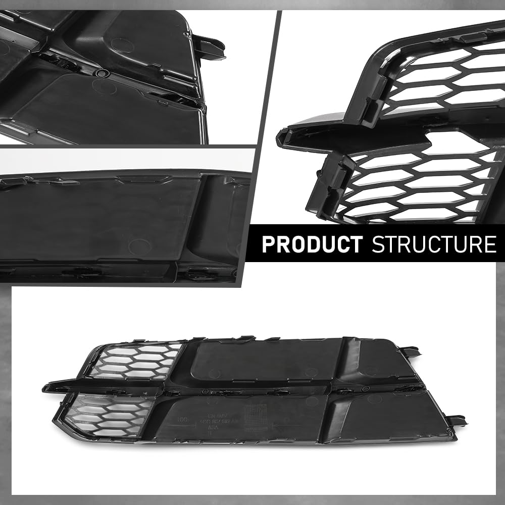 G-PLUS Pair Front Front Fog Light Grille Cover, Compatible with Audi A6 / A6 Quattro / S6 S-Line 2016 2017 2018, Left Driver & Right Passenger Side 2PCS, 4G0807648B, 4G0807647B