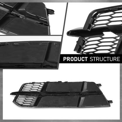 G-PLUS Pair Front Front Fog Light Grille Cover, Compatible with Audi A6 / A6 Quattro / S6 S-Line 2016 2017 2018, Left Driver & Right Passenger Side 2PCS, 4G0807648B, 4G0807647B