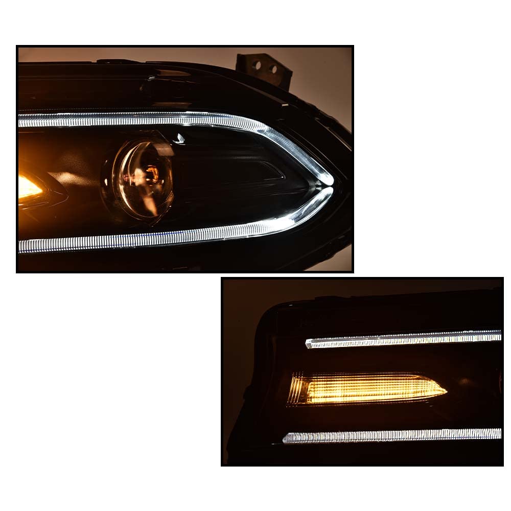 G-PLUS Headlights Assembly Front Headlamp Compatible with Dodge Charger 2015-2021 68214396AD, 68214397AD Clear Lens Black Housing Amber Reflector,Left & Right Bumper Headlamps,faros delanteros