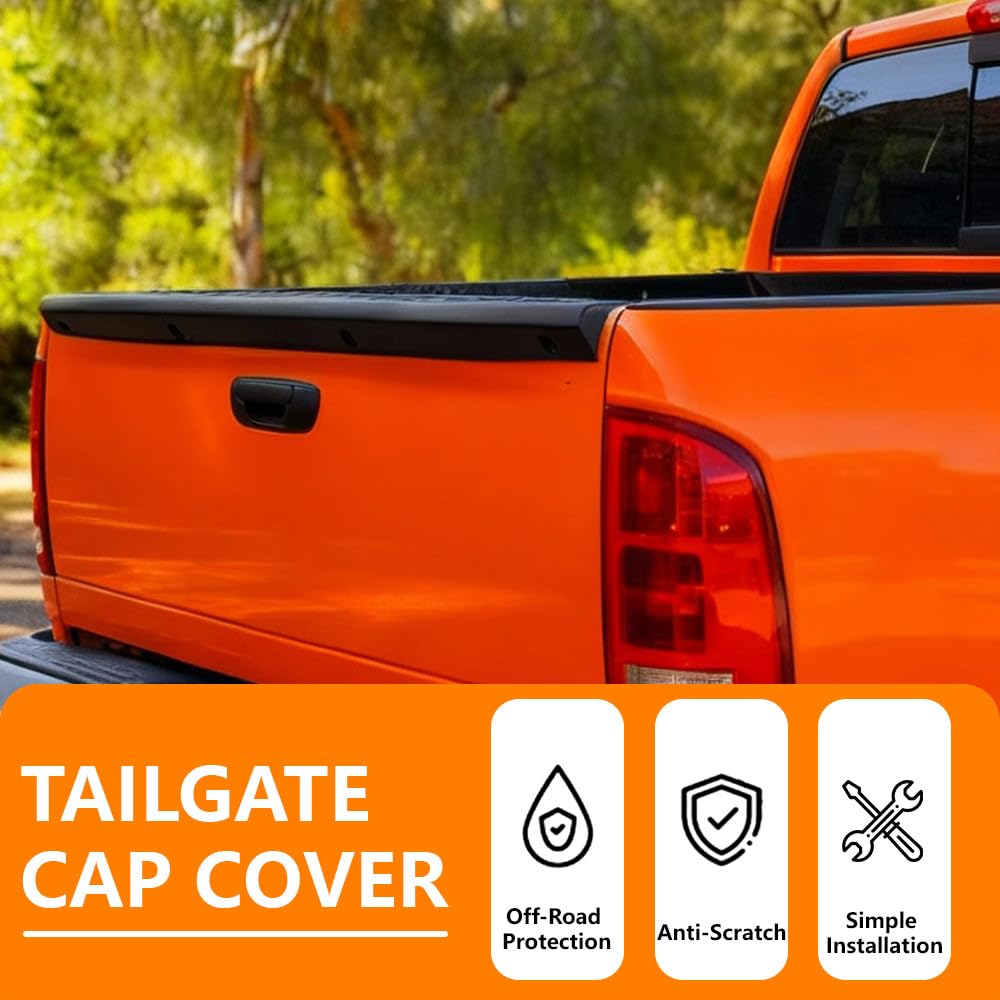G-PLUS Tailgate Cap Molding Trim Compatible with Dodge Ram 1500 2002-2008/ Ram 2500 3500 2003-2009 Tailgate Top Protector Cover Matte Black #82209867