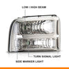 G-PLUS Headlights Assembly, Compatible with Ford F250 F350 Super Duty 2005 2006 2007 Bumper Headlamps, Clear Lens Chrome Housing Clear Reflector