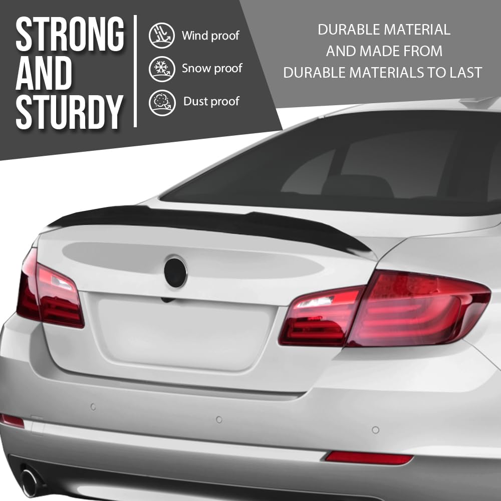 G-PLUS Rear Trunk Spoiler Wing Compatible with BMW 5 Series F10 M5 2010 2011 2012 2013 2014 2015 2016 2017 Fit F10 Sedan Model Only Not Fit Wagon & GT Model Rear Spoiler Lip Wing Glossy Black