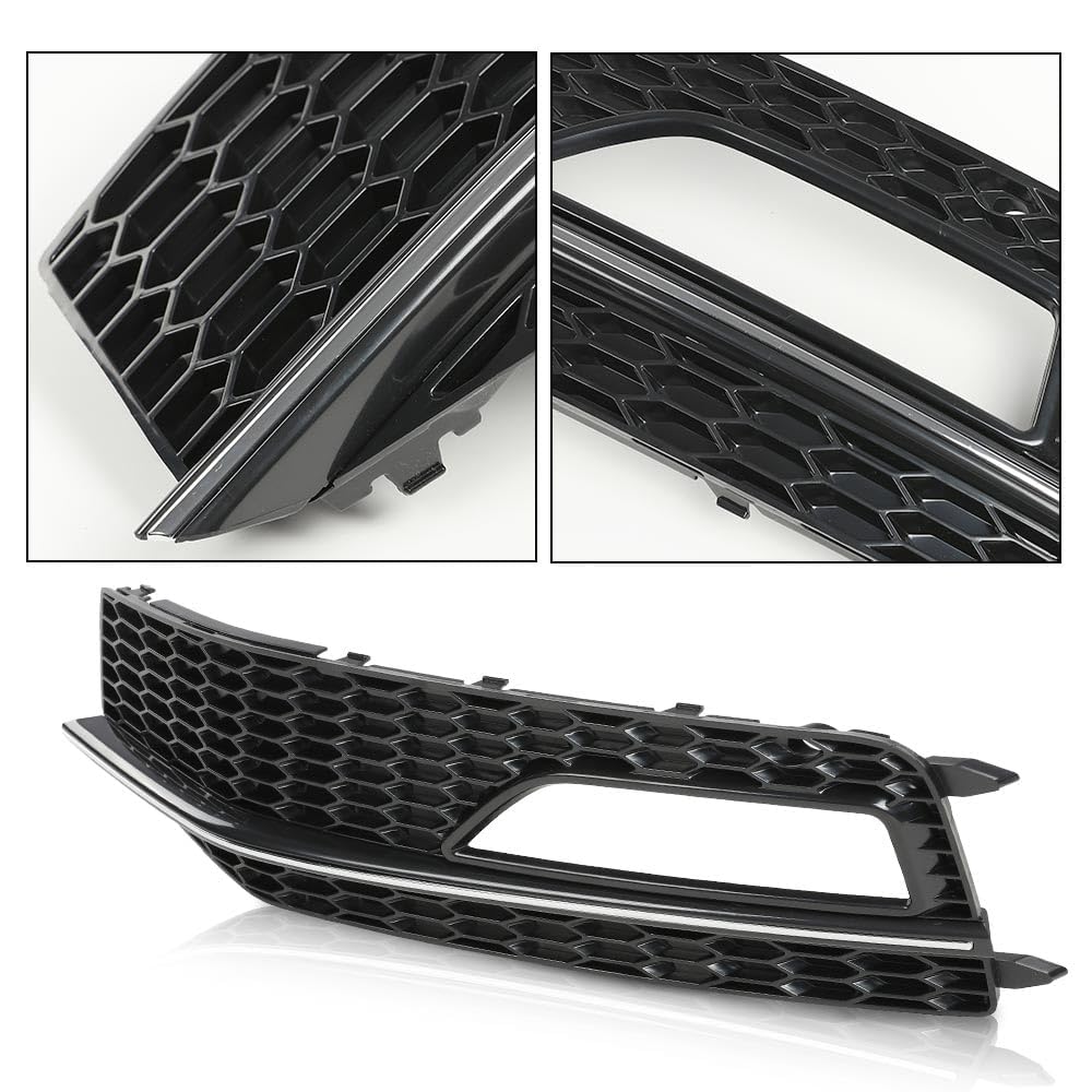 G-PLUS Fog Light Lamp Chrome Cover Bezel Pair Compatible with Audi A4 S-line S4 2013-2015/ Only fit for S-line Bumpers/Not fit Standard Bumpers 8K0807681L, 8K0807681N, 8K0807682L, 8K0807682N Black