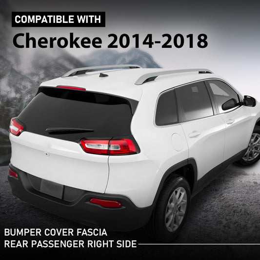 G-PLUS Rear Bumper Cover Fascia Passenger Right Side Compatible with Jeep Cherokee 2014-2018 Black