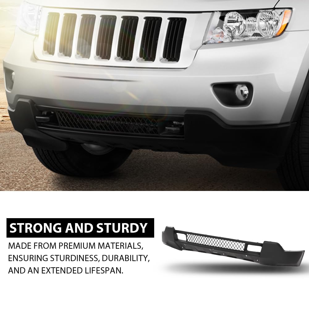G-PLUS Front Lower Bumper Cover, Compatible with Jeep Grand Cherokee 2011-2013, For Models Without Adaptive Speed Control 68078270AB, CH1095118