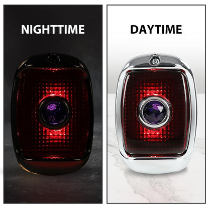 G-PLUS Rear Tail lights Compatible with Chevy Truck BK BL BG BJ 1942-1953,Tail Lamps w/Chrome Rim Luces Traseras Rear Brake Lamps Assembly Black Housing Red Polycarbonate lens w/Blue Jewel