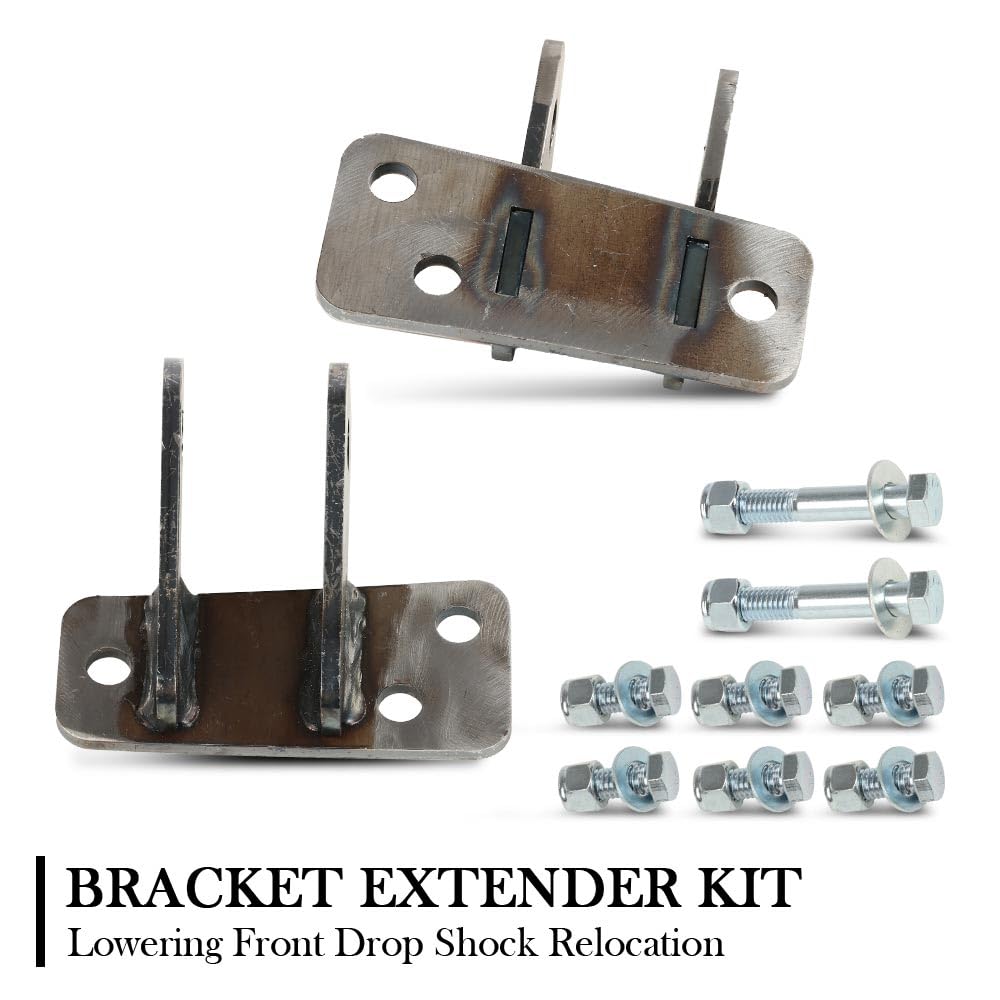 G-PLUS Front Shock Relocation/Extender Kit for Lowered Truck Compatible with Chevy C10 / C20 1963-1987