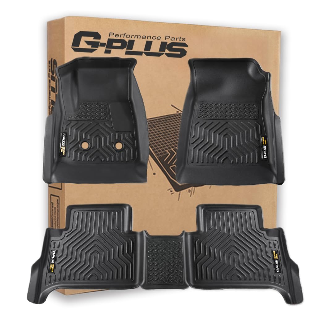 G-Plus Floor Mats Compatible with Chevy Colorado/GMC Canyon Crew Cab 2015-2022 Crew Cab All Weather Full Cover Protection TPE 3 Piece,Black