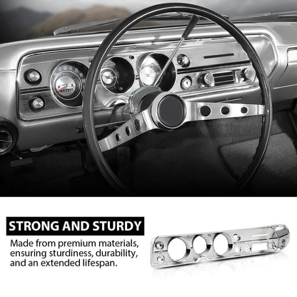 G-PLUS Dash Bezel Compatible with 1965 Chevy Chevelle El Camino without A/C Silver