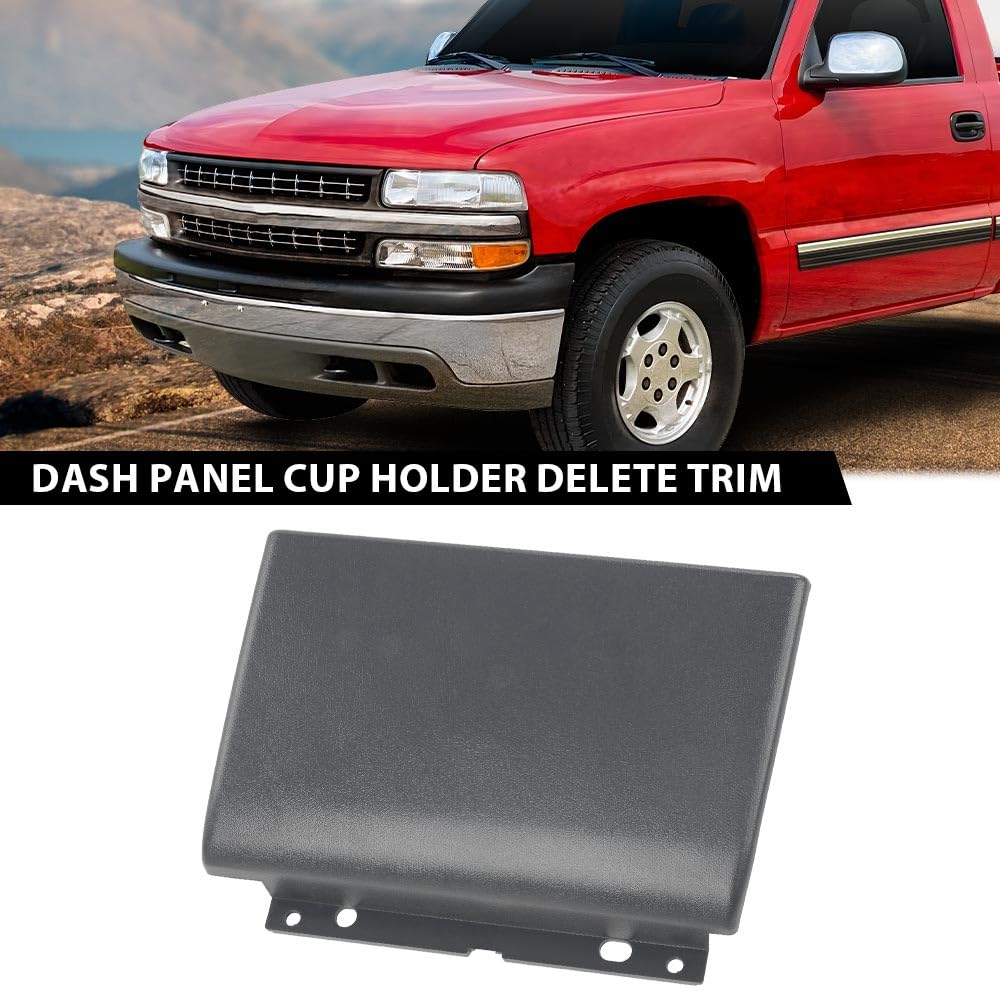 G-PLUS Dash Panel Cup Holder Delete Trim Compatible with 1999-2002 Chevy Silverado Sierra Dark Gray