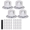 G-PLUS Chrome Wheel Covers Rear Axle Hub Caps 4 PCS Compatible with Most of 10 Holes 22.5" & 24.5" Semi-Truck Wheels with 11.25" Bolt Circle Wheels with 33mm Thread-On Lug Nut Covers