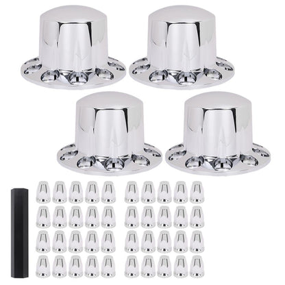 G-PLUS Chrome Wheel Covers Rear Axle Hub Caps 4 PCS Compatible with Most of 10 Holes 22.5" & 24.5" Semi-Truck Wheels with 11.25" Bolt Circle Wheels with 33mm Thread-On Lug Nut Covers