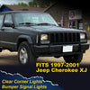 G-PLUS Corner Lights & Bumper Signal Lights Compatible with 1997-2001 Jeep Cherokee XJ,4 Pieces (Smoky lens Chrome Housing Amber Reflector)