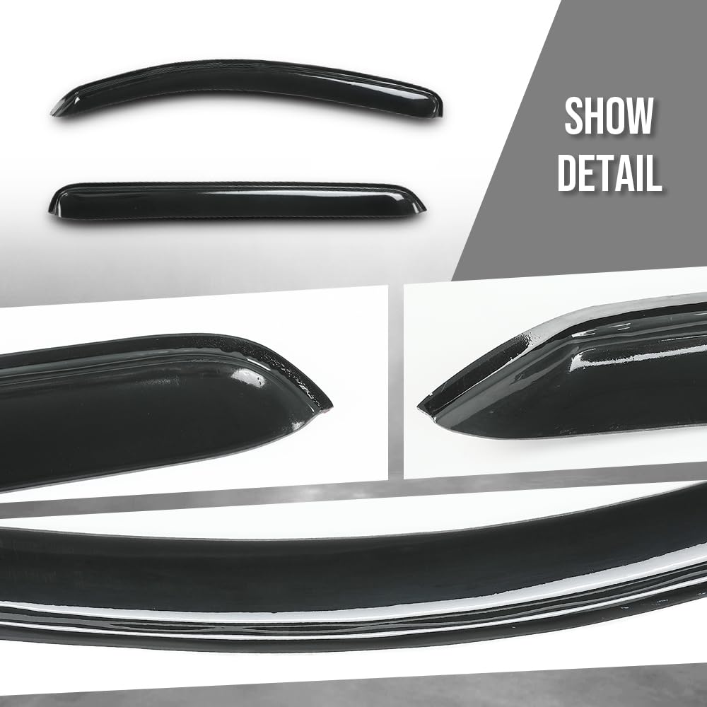G-PLUS in-Channel Window Ventvisor Sun Rain Guards Side Wind Deflector Compatible with Toyota Tundra Crewmax Cab 2007-2021 Not Fit Double Cab Smoky