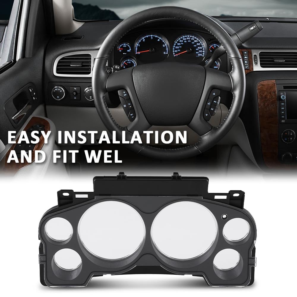 G-PLUS Gauge Cluster Lens Cover Trim Chrome Compatible with Chevy Silverado GMC Sierra Tahoe 2007-2013 10-0004B Black