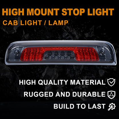 G-PLUS Rear LED Third Brake Light Compatible With 2014-2018 Chevy Silverado/GMC Sierra1500/2500HD/3500,3RD Cargo Led Tail Lamps Chrome Housing,Smoky Red lens