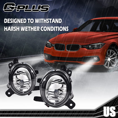 G-PLUS Pair Front Bumper Fog Lights Compatible with 2012-2014 BMW 328i xDrive sedan BM2592142 / BM2593142 Fog Lamp Accessories neblineros para autos delantero faros antiniebla