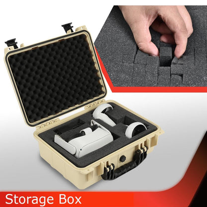G-PLUS Hard VR Headset Carrying Case w/Foam Block Dividers,Waterproof Protector Storage Box Compatible with Meta Quest 3S/Quest 3/Quest 2,Travel Portable Case Fit Oculus Quest 3/Quest 2 Beige Color