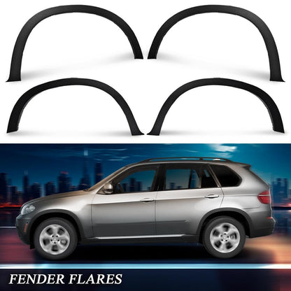 G-PLUS Fender Flares, Compatible with BMW X5 E70 With 20" / 21" Wheel Models Only 2007-2013, [Do Not Fit M Models], Arch Extension Wheel Extended Protector Smooth Black 4pcs