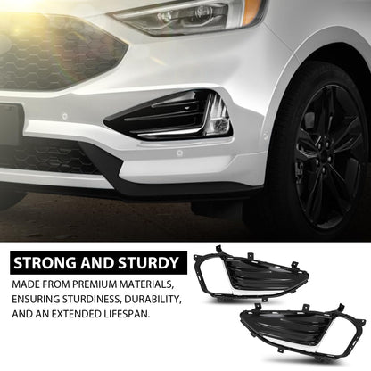 G-PLUS Front Fog Lights Lamp Cover Chrome Trim Bezel Compatible with Ford Edge 2019-2022 KT4Z15266CA, KT4Z15266CB Black