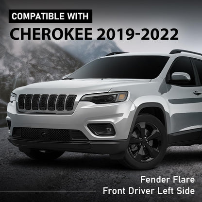 G-PLUS Front Left Fender Flares Compatible with Jeep Cherokee 80th Anniversary 2021 Fit Jeep Cherokee Altitude 2019-2023 Fit Jeep Cherokee Latitude Lux 2021-2022 Wheel Opening Molding Arch Trim Black