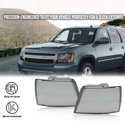 G-PLUS Headlight Lamps Protector Clear Lens Cover Smoke Compatible with 2007-2014 Chevy Tahoe Suburban 1500/2007-2013 Chevy Avalanche Suburban 2500