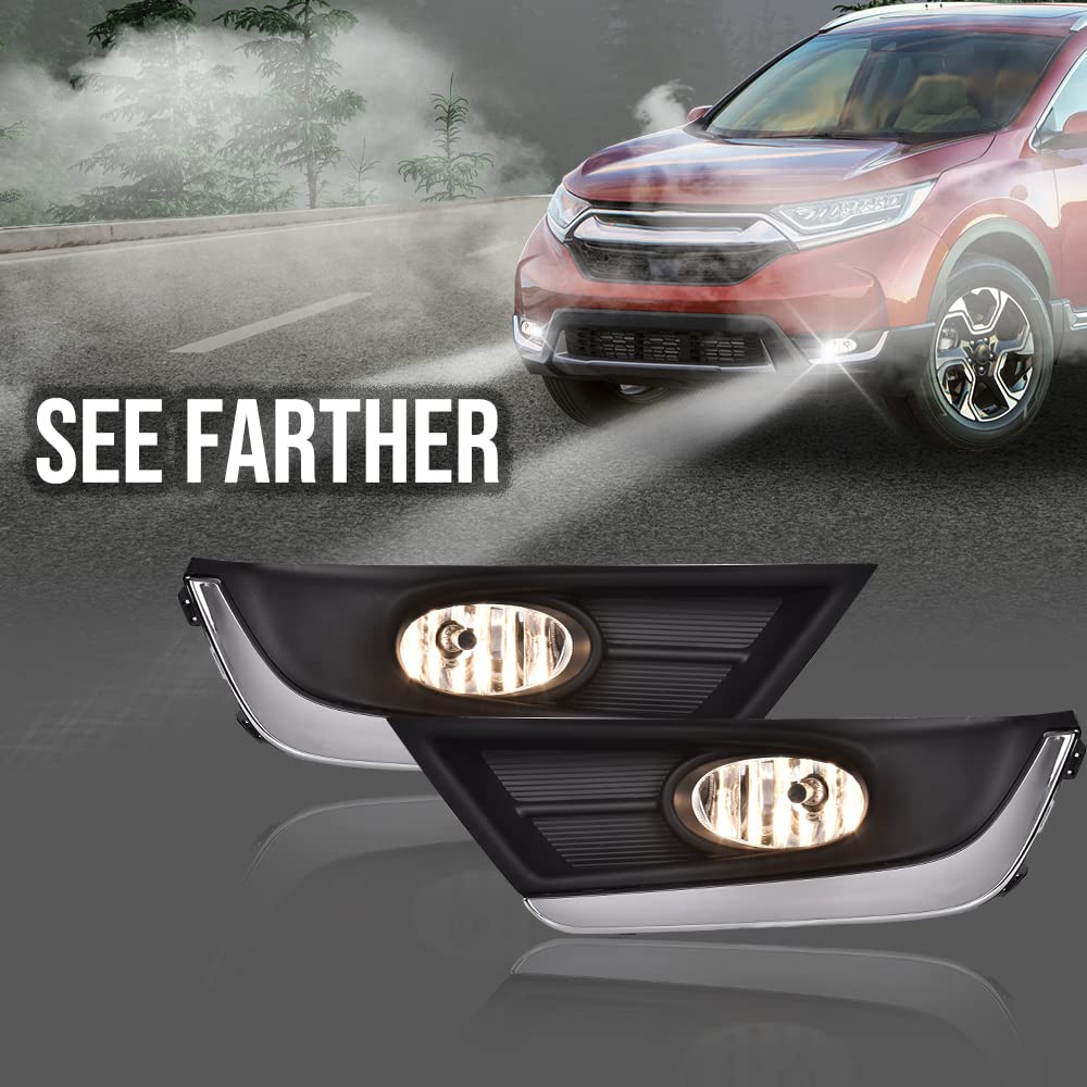 G-PLUS Front Bumper Fog Lights Lamps Compatible with 2017 2018 Honda CR-V CRV 33901-SLE-305 33951-SLE-305 HO1038134 HO1039134 Driver and Passenger Side Bumper Driving Fog Light