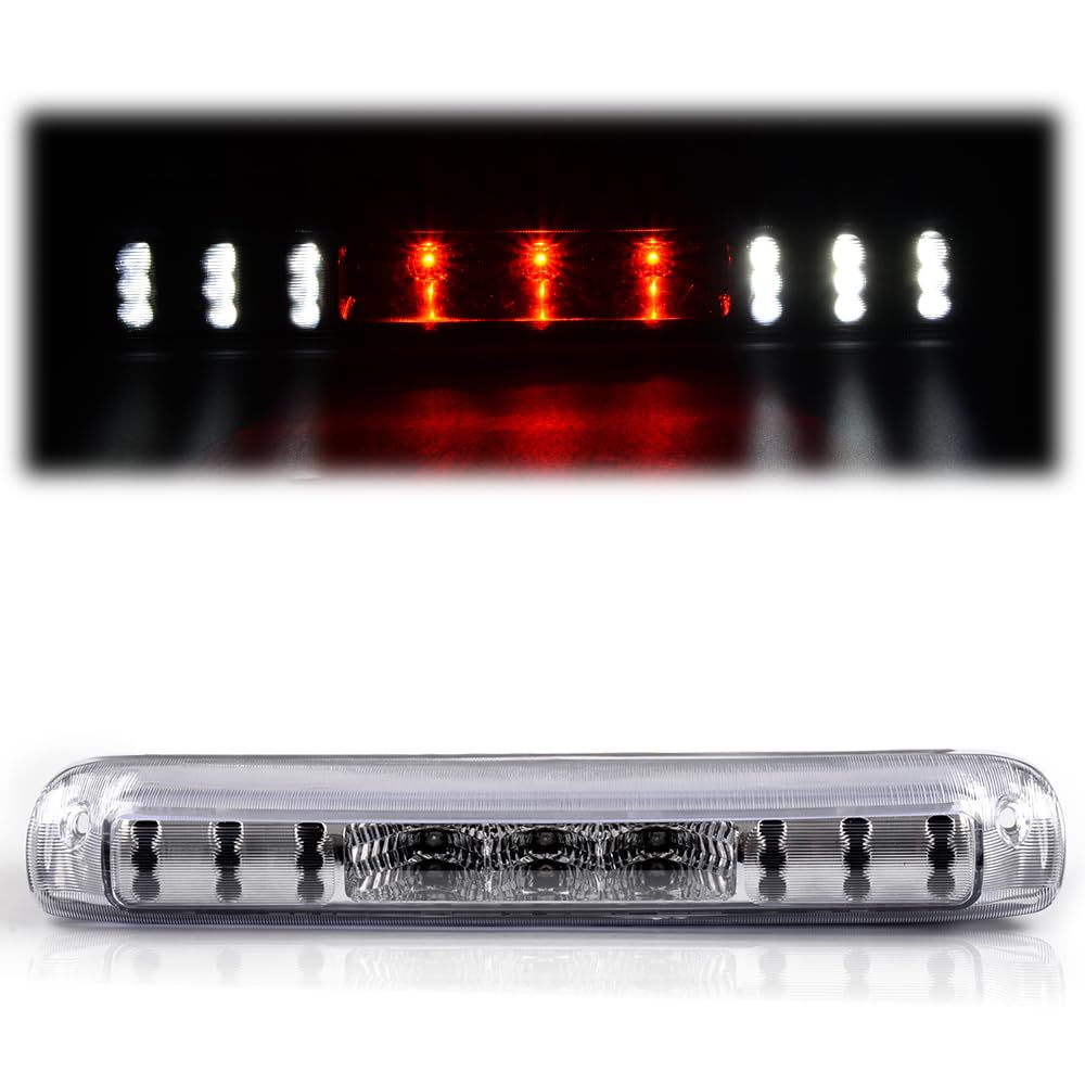 G-PLUS LED Third Brake Light Compatible with Chevy Silverado/GMC Sierra 1500 2500 3500 1999-2006 3rd Cargo Tail Stop Lamps, Clear Lens Chrome Housing, 264115BK 5978318