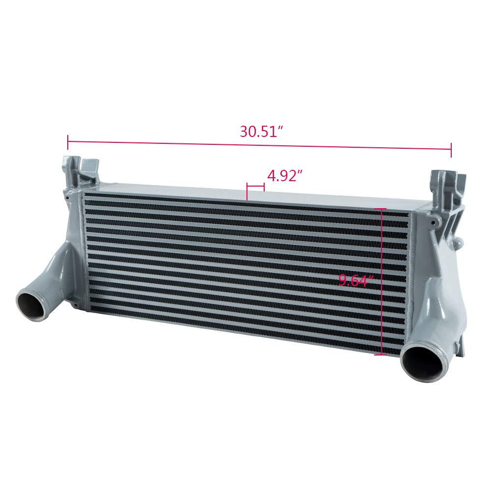 G-PLUS Charge Air Cooler/Intercooler Compatible With 2013-2018 Ram 2500 3500 6.7L Aluminum Tank Tube & Fin Core Silver