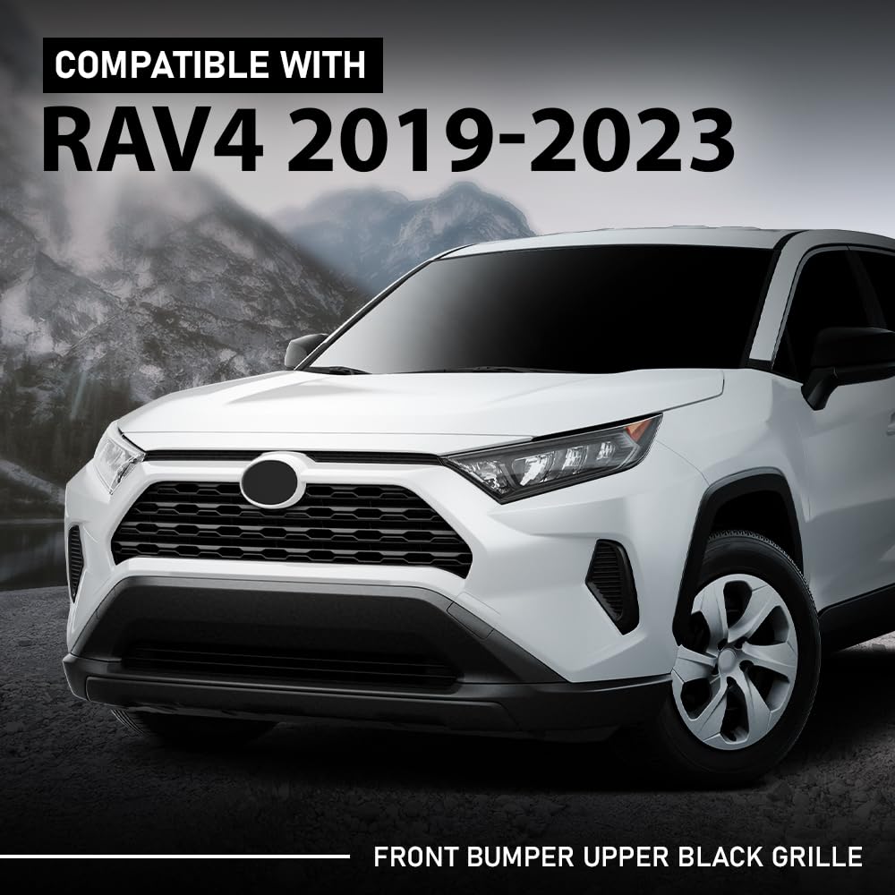 G-PLUS Front Bumper Upper Black Grille Grill Assembly Compatible with Toyota RAV4 2019-2023 531120R120