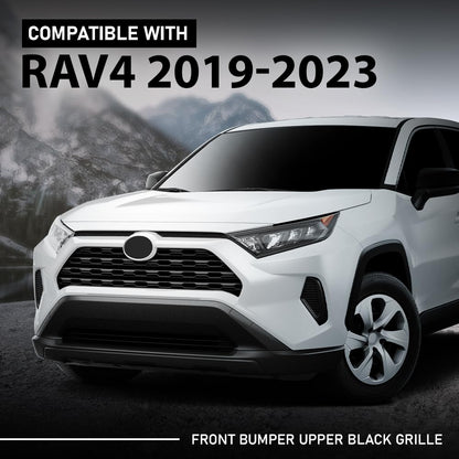 G-PLUS Front Bumper Upper Black Grille Grill Assembly Compatible with Toyota RAV4 2019-2023 531120R120