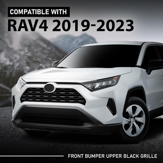 G-PLUS Front Bumper Upper Black Grille Grill Assembly Compatible with Toyota RAV4 2019-2023 531120R120