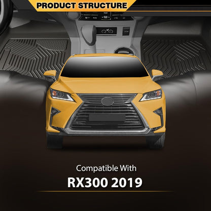 4PCS Floor Mats Cargo Liner Fit LX RX300 2019, All Weather Floor Cargo Liners Waterproof Black 1st & 2st & 3nd Row