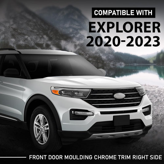 G-PLUS Front Right Lower Door Moulding Chrome Trim, Compatible with Ford Explorer 2020-2023, Passenger Side