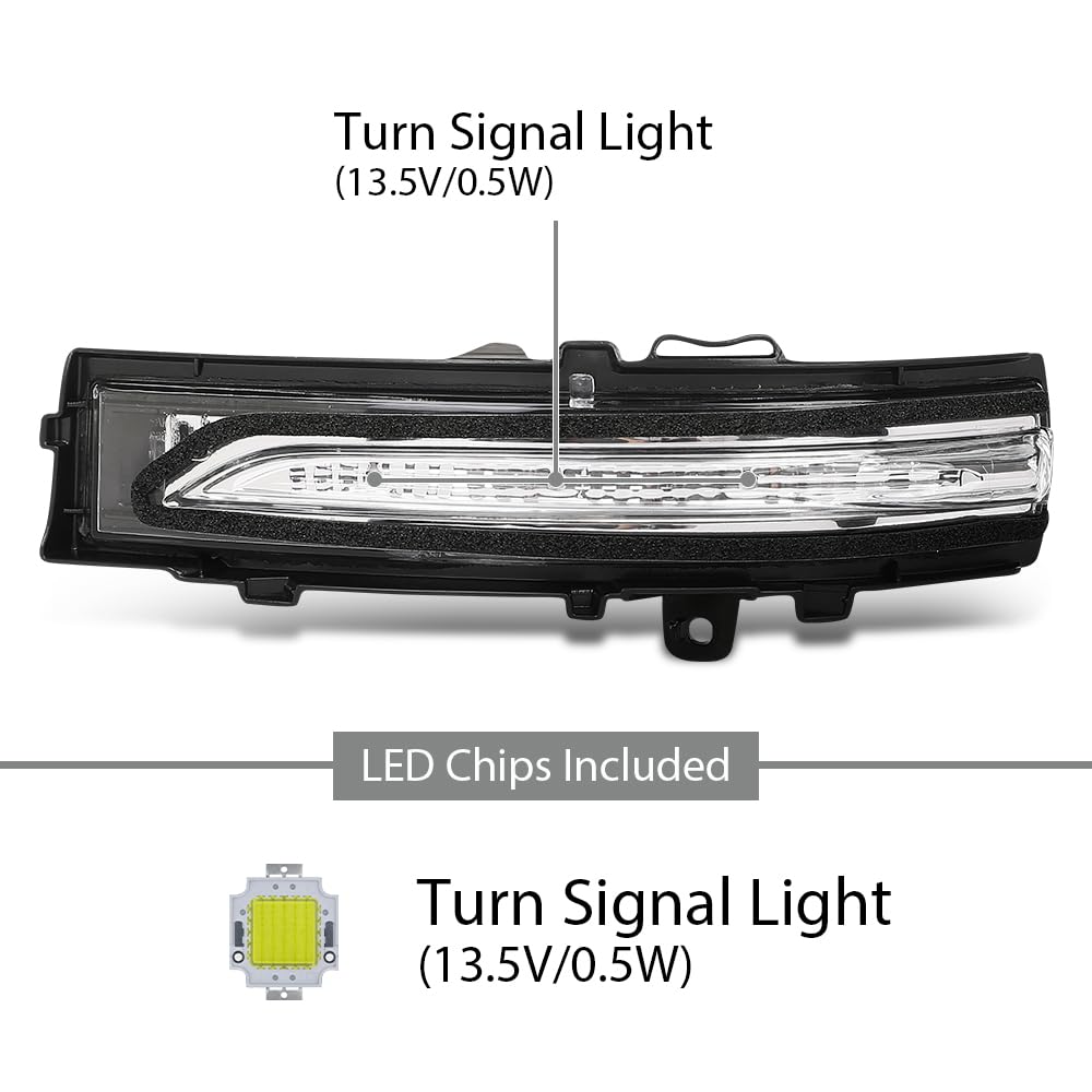 G-PLUS Left LED Mirror Mounted Turn Signal Light, Compatible with Ford Edge SEL/Titanium Sport Utility 4-Door 2015-2021, Driver Side, FT4Z13B374A