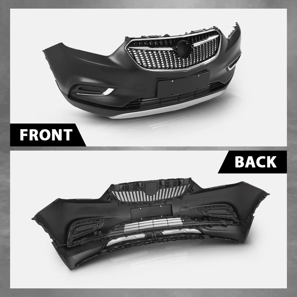G-PLUS Front Bumper Cover Grille Compatible with Buick Encore 2017 2018 2019 2020 2021, Primed Black