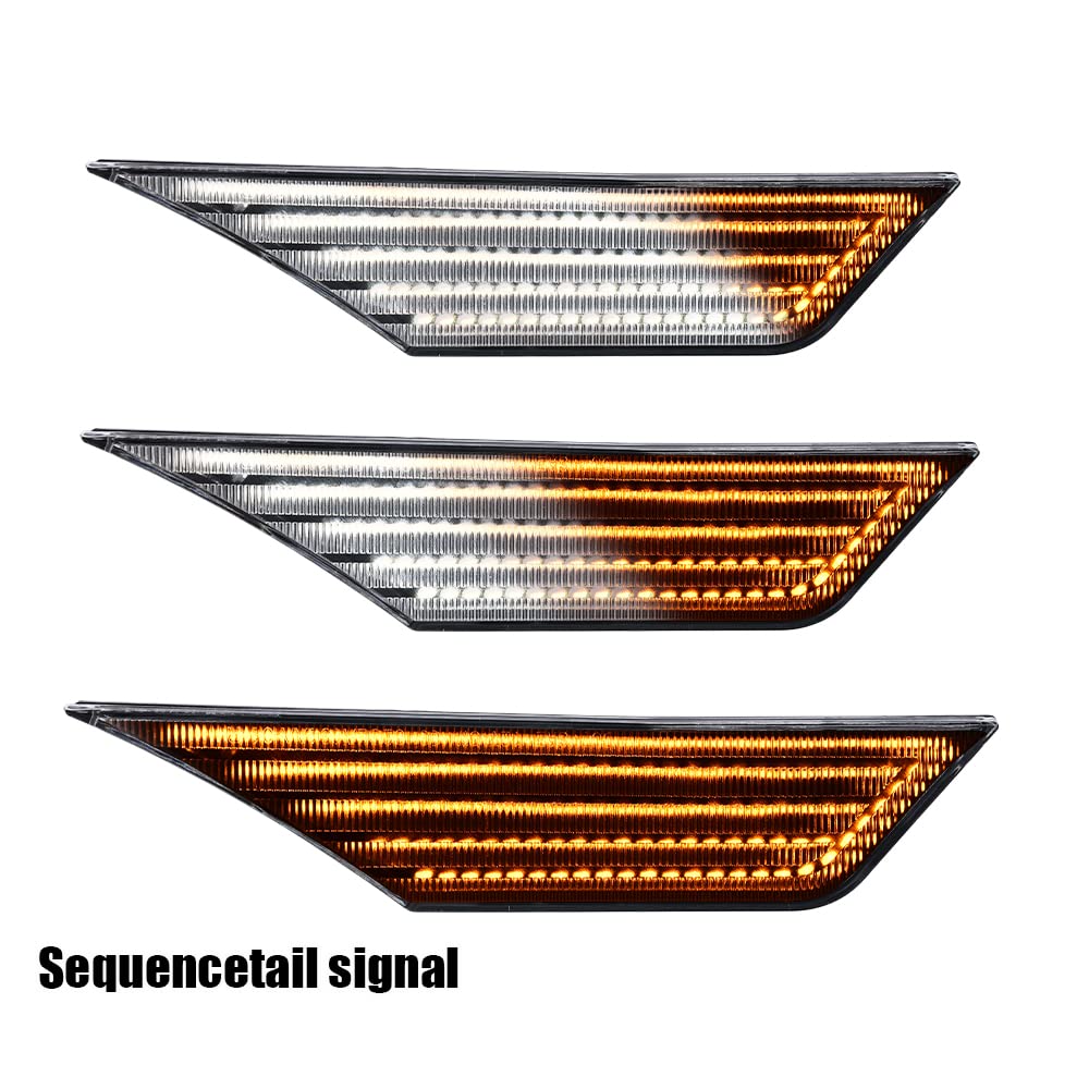 G-PLUS LED Switchback Signal Lamp Side Marker Lights White Compatible with Honda Civic 2016 2017 2018 2019 2020 2021 33850TBAA02, 33850TBAA01, 33800TBAA02 Clear Lens
