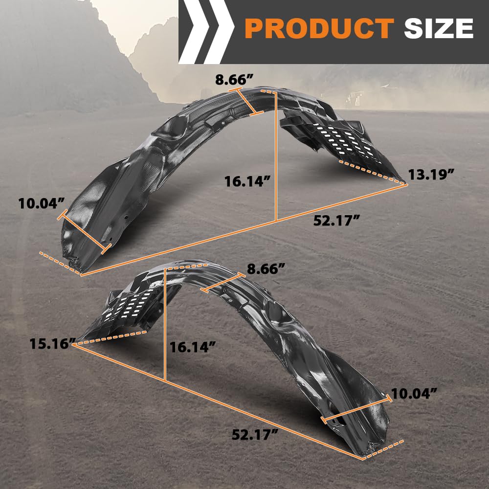 G-PLUS Front Left & Right Side Fender Liner Set Compatible with Lancer 2008-2015 2 PCS Black