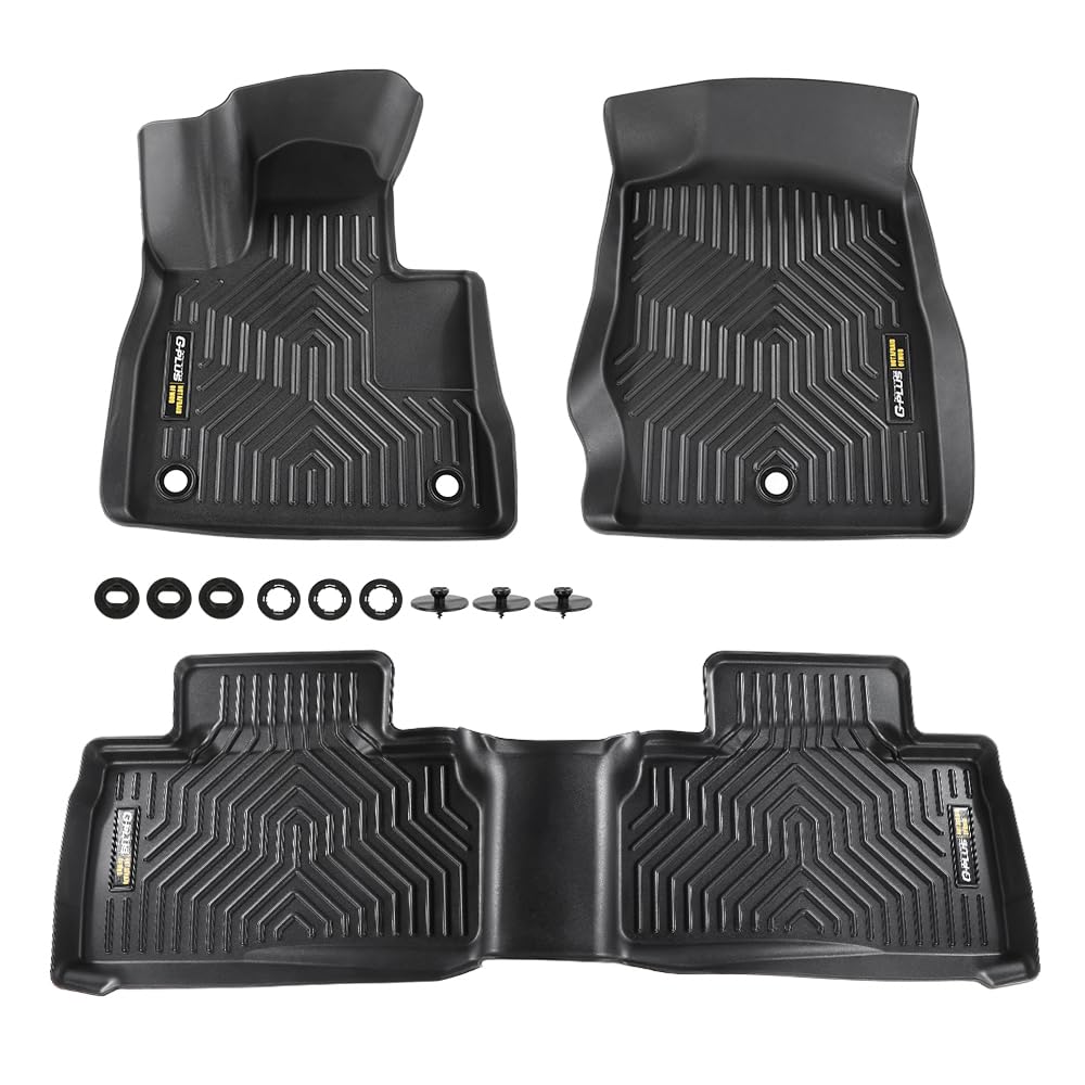G-PLUS TPE Cargo Liners, Compatible with Ford Explorer 2020 2021 2022 2023 2024 2025, 1st & 2nd Row 3PCS, Black Floor Liner All Weather Full Cover Protection Interior Accessories