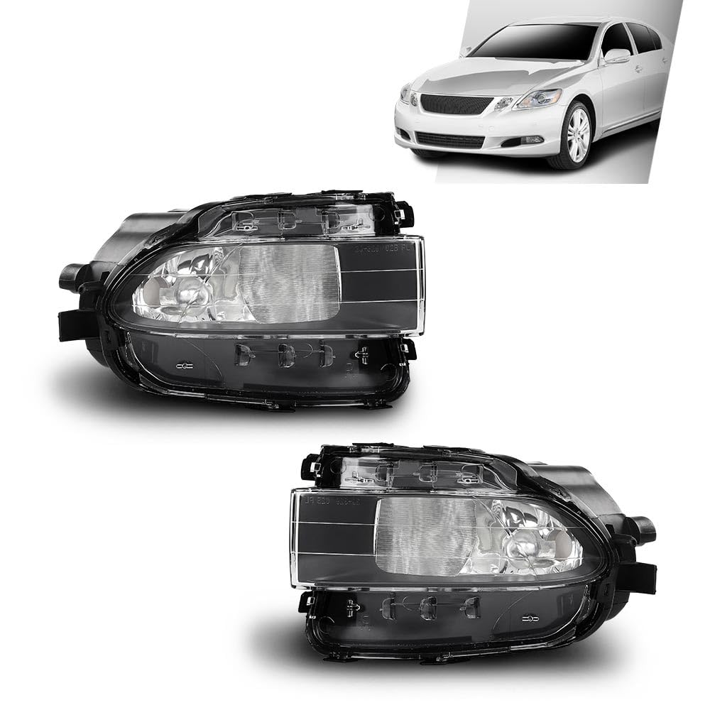 G-PLUS Fog Lights Assembly Lamp Clear Lens Compatible with Lexus GS300 GS350 GS430 GS450h GS460 2006-2011 8122130282
