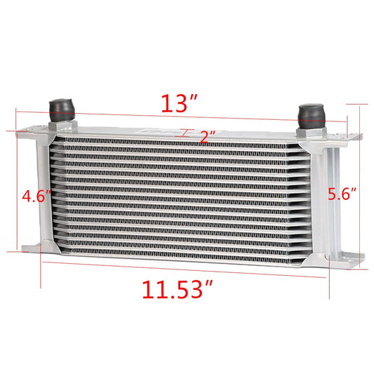 16 Row AN10 Aluminum Engine Transmission Oil Cooler Kit Compatible For BMW N54 Engine Twin Turbo 135 E82 335 E90 E92 E93 Silver
