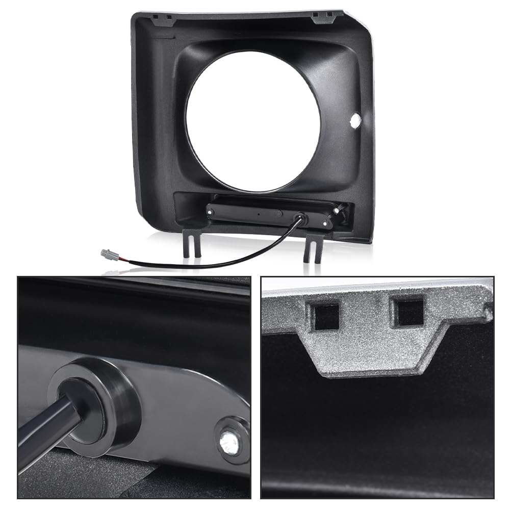 G-PLUS Silver Headlight Bezel with LED DRL Light Strip & Wire harness Compatible with 1990-2018 Mercedes Benz G-class W463 G63 G65 G500 G550 G55 AMG