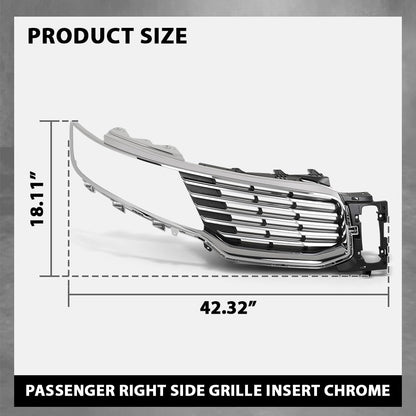 G-PLUS Front Right Bumper Grille Insert Chrome, Compatible with Lincoln MKX 2016-2018, Passenger Side, FA1Z8200AA, FO1200597 Black&Silver