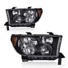 G-PLUS Headlights Compatible with Toyota Tundra 2007-2013/Compatible with Toyota Sequoia 2008-2017 Headlamps Pair Halogen Clear Lens Black Housing Amber Reflector,faros delanteros