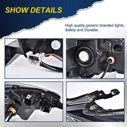 G-PLUS Headlights, Fit 2016-2018 Nissan Altima 4-Door Sedan,(Compatible w/o LED Halogen Headlight),Automotive Halogen Type Headlamps Chrome Housing,Driver Side(Left),faros delanteros