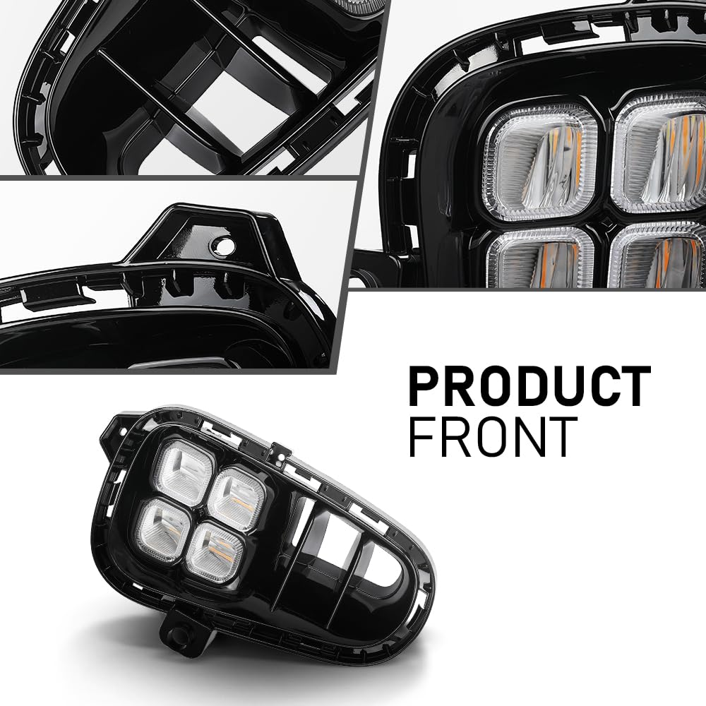 G-PLUS LED DRL Front Fog Light Daytime Running Light Lamps w/Switch, Compatible with Kia Rio EX/LX/S 2018-2020, W/o Wiring Harness, 922011W710, 922021W710, 865251W700, 865261W700