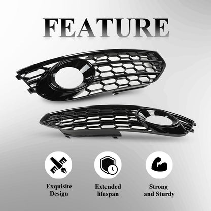 G-PLUS Front Bumper Fog Light Lamp Cover Grille Compatible with Audi A4 S-line S4 2013-2015 8K0807681L, 8K0807682M