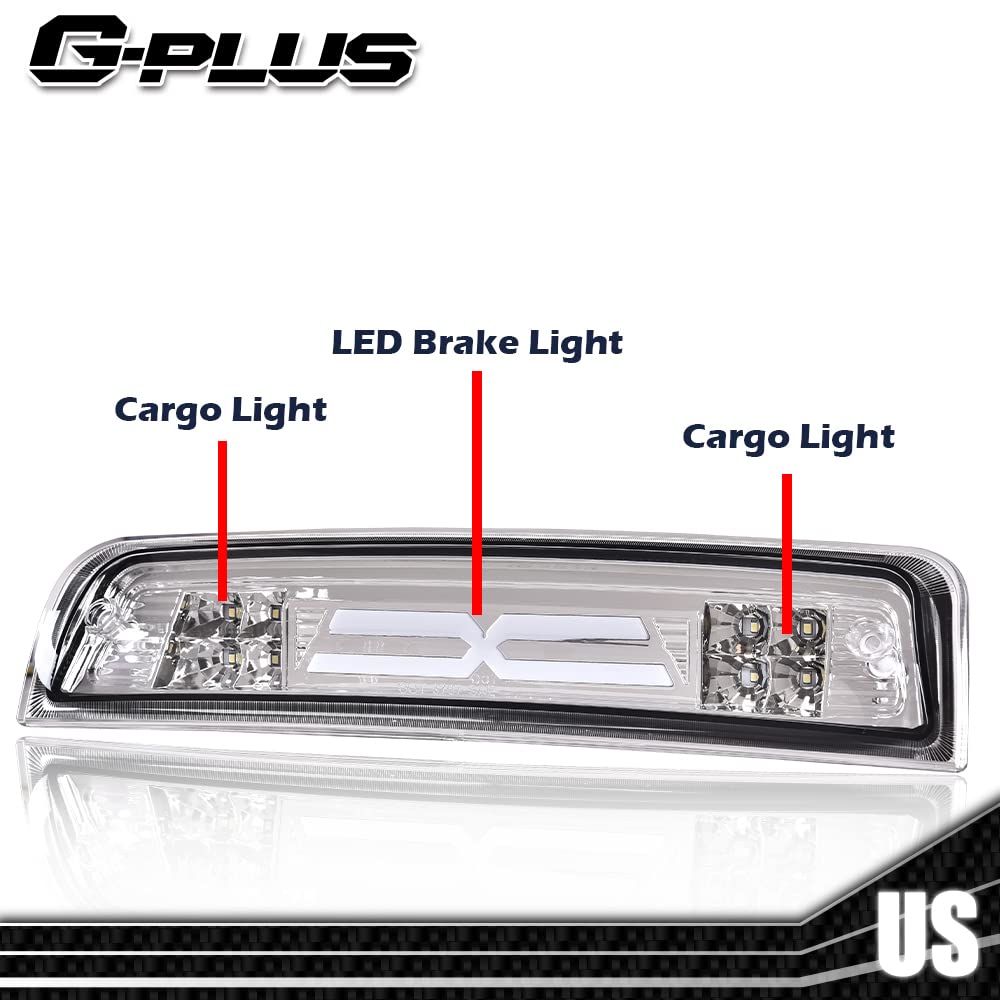 G-PLUS 3D LED Bar Truck Third 3rd Tail X Brake Light Compatible With 2009-2010 Dodge Ram 1500 2011-2017 Ram 1500 2500 3500 55372082AE 55372082AF High Mount Stop light